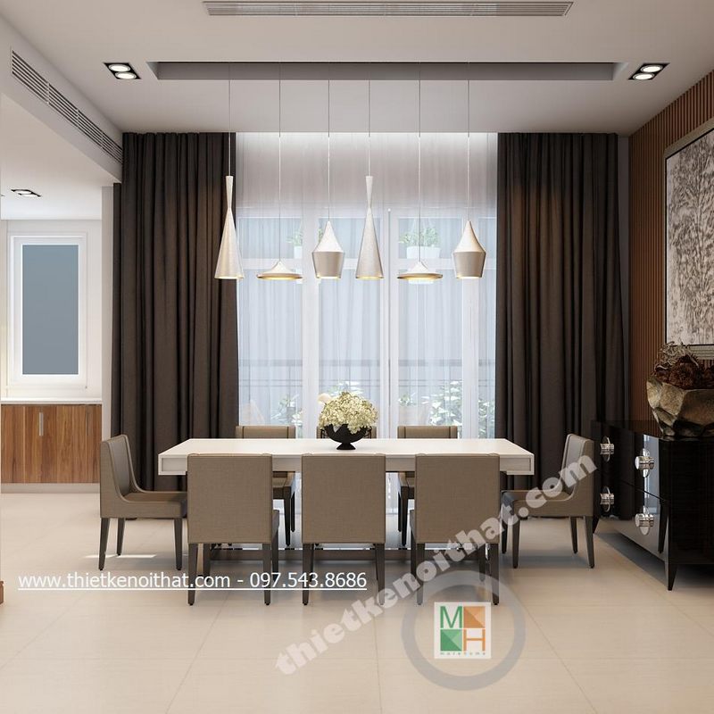 Thiết kế nội thất phòng bếp biệt thự Huyndai HillState Hà Đông Hà Nội